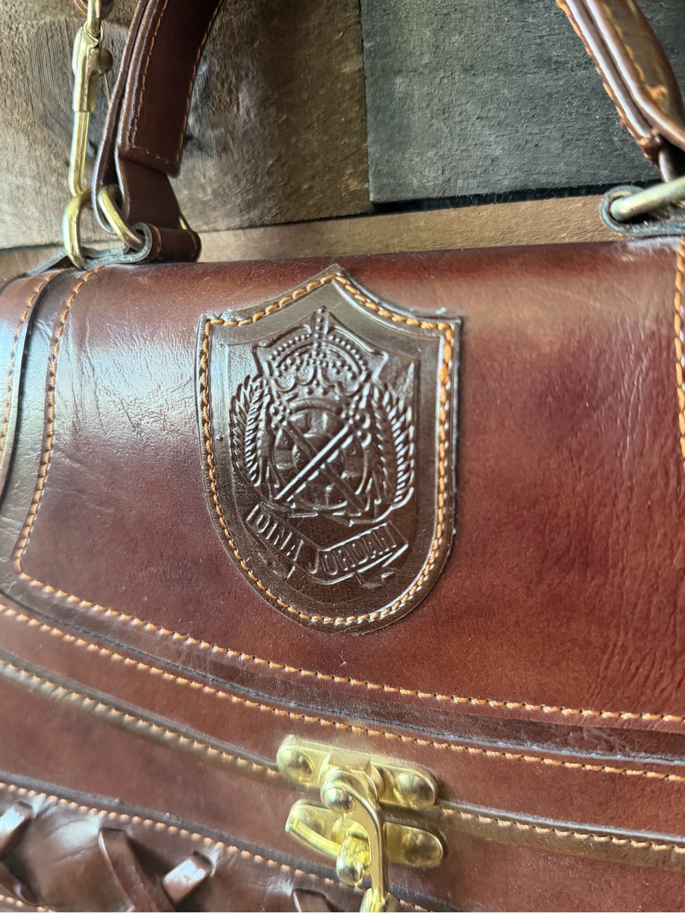 Vintage 70s Brown Top Handle Crossbody Satchel Bag Made In Korea - Picture 3 of 10